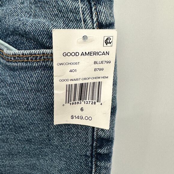GOOD AMERICAN NWT Good Waist Crop Denim Jean in Blue799 // 6 - Picture 14 of 14